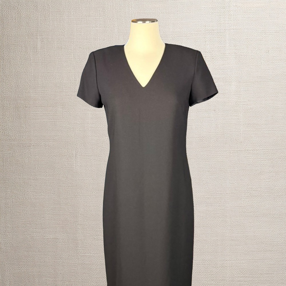 Jones New York Long Black Dress Size 4 Sheath Back Slit Career Quiet Luxury